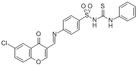 CAS#: 198649-75-1， 1-[4-[(6-Chloro-4-Oxochromen-3-Yl)Methylideneamino]Phenyl]Sulfonyl-3-Phenylthiourea