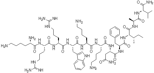 CAS#: 198694-74-5， L-Lysyl-L-Arginyl-L-Arginyl-L-Tryptophyl-L-Lysyl-L-Lysyl-L-Asparaginyl-L-Phenylalanyl-L-Isoleucyl-L-Alanyl-L-Valinamide
