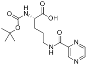 structure of CAS# 201046-36-8, N2-[(1,1-Dimethylethoxy)Carbonyl]-N5-(Pyrazinylcarbonyl)-L-Ornithine;N-ALPHA-T-BUTYLOXYCARBONYL-N-EPSILON-PYRAZINYLCARBONYL-L-ORNITHINE;N-Alpha-T-Butyloxycarbonyl-N-Delta-Pyrazinylcarbonyl-L-Ornithine;N-ALPHA-T-BUTOXYCARBONYL-N-DELTA-PYRAZINYLCARBONYL-L-ORNITHINE