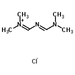structure of CAS# 20353-93-9, {(E)-[(Dimethylamino)Methylene]Amino}-N,N-Dimethylmethaniminium Chloride;({[(dimet<wbr>hylamino)<wbr>methylide<wbr>ne]amino}<wbr>methylide<wbr>ne)dimeth<wbr>ylazanium<wbr> chloride;[(2E)-3-(<wbr>dimethyla<wbr>mino)-2-a<wbr>zaprop-2-<wbr>enylidene<wbr>]dimethyl<wbr>amine, ch<wbr>loride;[3-(Dimet<wbr>hylamino)<wbr>-2-azapro<wbr>p-2-en-1-<wbr>ylidene]d<wbr>imethylam<wbr>monium ch<wbr>loride