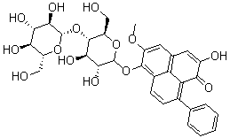 CAS#: 20559-12-0， 6-((4-O-beta-D-Glucopyranosyl-D-glucopyranosyl)oxy)-2-hydroxy-5-methoxy-9-phenyl-1H-Phenalen-1-one