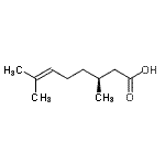 structure of CAS# 2111-53-7, (3S)-3,7-Dimethyl-6-Octenoic Acid;- -3,7-DIMETHYL-6-OCTENOICACID;(-)-3,7-Dimethyl-6-octenoic acid; (-)-(S)-Citronellic acid;(S)-(−)-3,7-Dimethyl-6-octenoic acid