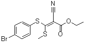 structure of CAS# 214330-98-0, Ethyl (2E)-3-[(4-Bromophenyl)Sulfanyl]-2-Cyano-3-(Methylsulfanyl)Acrylate;(methylthio)acrylate;2-PROPENO<wbr>IC ACID,3<wbr>-[(4-BROM<wbr>OPHENYL)T<wbr>HIO]-2-CY<wbr>ANO-3-(ME<wbr>THYLTHIO)<wbr>-, ETHYL <wbr>ESTER, (2<wbr>E)-;Ethyl 3-(4-bromophenylthio)-2-cyano-3-