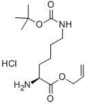 structure of CAS# 218938-64-8, N6-[(1,1-Dimethylethoxy)Carbonyl]-L-Lysine 2-Propen-1-Yl Ester Hydrochloride (1:1);N-EPSILON-T-BUTOXYCARBONYL-L-LYSINE ALPHA-ALLYL ESTER HYDROCHLORIDE;N-EPSILON-BOC-L-LYSINE ALLYL ESTER HYDROCHLORIDE;LYSINE(BOC)-ALLYL ESTER HCL