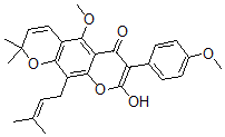 CAS#: 22263-56-5， 4-Hydroxy-5-Methoxy-3-(4-Methoxyphenyl)-8,8-Dimethyl-10-(3-Methyl-2-Butenyl)-2H,8H-Benzo[1,2-b:5,4-b']Dipyran-2-One