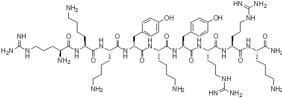 结构式 CAS# 224579-74-2, L-精氨酰-L-赖氨酰-L-赖氨酰-L-酪氨酰-L-赖氨酰-L-酪氨酰-L-精氨酰-L-精氨酰-L-赖氨酰胺