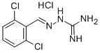 structure of CAS# 23113-43-1, Guanabenz Hydrochloride;2-[(2,6-Dichlorophenyl)Methyleneamino]Guanidine Hydrochloride;2-[(2,6-Dichlorobenzylidene)Amino]Guanidine Hydrochloride;Guanoxabenzhydrochloride