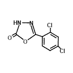 structure of CAS# 23767-45-5, 5-(2,4-Dichlorophenyl)-1,3,4-Oxadiazol-2(3H)-One;5-(2,4-Dichlorophenyl)-1,3,4-oxadiazol-2(3H)-one;5-(2,4-Dichlorophenyl)-1,3,4-oxadiazol-2-ol;MFCD17392926