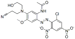 结构式 CAS# 23807-28-5, N-[2-[(2-氯-4,6-二硝基苯基)偶氮]-5-[(2-氰基乙基)(2-羟基乙基)氨基]-4-甲氧基苯基]-乙酰胺