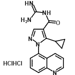 结构式 CAS# 241800-97-5, 5-环丙基-N-(二氨基亚甲基)-1-(5-喹啉基)-1H-吡唑-4-甲酰胺二盐酸盐