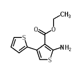 结构式 CAS# 243669-48-9, 乙基5'-氨基-2,3'-联噻吩-4'-羧酸酯
