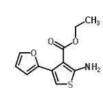 结构式 CAS# 256506-99-7, 乙基2-氨基-4-(2-呋喃基)-3-噻吩羧酸酯