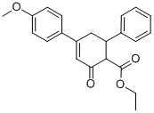 structure of CAS# 25960-25-2, Ethyl 4-(4-Methoxyphenyl)-2-Oxo-6-Phenyl-3-Cyclohexene-1-Carboxylate;Ethyl (1R,6R)-4-(4-Methoxyphenyl)-2-Oxo-6-Phenyl-Cyclohex-3-Ene-1-Carboxylate;(1R,6R)-4-(4-Methoxyphenyl)-2-Oxo-6-Phenyl-1-Cyclohex-3-Enecarboxylic Acid Ethyl Ester;(1R,6R)-2-Keto-4-(4-Methoxyphenyl)-6-Phenyl-Cyclohex-3-Ene-1-Carboxylic Acid Ethyl Ester