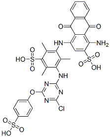 CAS#: 25965-91-7， 1-Amino-4-[[3-[[4-Chloro-6-(4-Sulphophenoxy)-1,3,5-Triazin-2-Yl]Amino]-2,4,6-Trimethyl-5-Sulphophenyl]Amino]-9,10-Dihydro-9,10-Dioxoanthracene-2-Sulphonic Acid