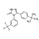 structure of CAS# 261633-26-5, 5-[4-(2-Methyl-2-Propanyl)Phenyl]-4-[3-(Trifluoromethyl)Phenyl]-2,4-Dihydro-3H-1,2,4-Triazole-3-Thione;5-(4-TERT<wbr>-BUTYLPHE<wbr>NYL)-4-[3<wbr>-(TRIFLUO<wbr>ROMETHYL)<wbr>PHENYL]-[<wbr>1,2,4]TRI<wbr>AZOLE-3-T<wbr>HIOL;5-(4-TERT<wbr>-BUTYLPHE<wbr>NYL)-4-[3<wbr>-(TRIFLUO<wbr>ROMETHYL)<wbr>PHENYL]-1<wbr>,2,4-TRIA<wbr>ZOLE-3-TH<wbr>IOL;5-(4-tert<wbr>-Butylphe<wbr>nyl)-4-[3<wbr>-(trifluo<wbr>romethyl)<wbr>phenyl]-1<wbr>,2,4-tria<wbr>zole-3-th<wbr>iol 97%