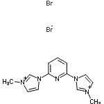 structure of CAS# 263874-05-1, 1,1'-(2,6-Pyridinediyl)Bis(3-Methyl-1H-Imidazol-3-Ium) Dibromide;1,1'-(2,6-Pyridinediyl)bis(3-methylimidazolium) Dibromide