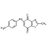 structure of CAS# 265312-55-8, 2-Methyl-5-[(4-Methylphenyl)Amino]-1,3-Benzothiazole-4,7-Dione;[265312-55-8];2-Methyl-5-[(4-methylphenyl)amino]-4,7-benzothiazoledione;2-Methyl-5-p-tolylamino-benzothiazole-4,7-dione