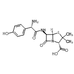structure of CAS# 26889-93-0, (2S,5R,6R)-6-{[(2S)-2-Amino-2-(4-Hydroxyphenyl)Acetyl]Amino}-3,3-Dimethyl-7-Oxo-4-Thia-1-Azabicyclo[3.2.0]Heptane-2-Carboxylic Acid;(2S,5R,6R<wbr>)-6-[[(2S<wbr>)-2-Amino<wbr>-2-(4-hyd<wbr>roxypheny<wbr>l)acetyl]<wbr>amino]-3,<wbr>3-dimethy<wbr>l-7-oxo-4<wbr>-thia-1-a<wbr>zabicyclo<wbr>[3.2.0]he<wbr>ptane-2-c<wbr>arboxylic<wbr> Acid;Amoxicillin;L-Amoxicillin