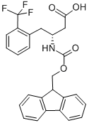 structure of CAS# 269726-72-9, Fmoc-(R)-3-Amino-4-(2-Trifluoromethyl-Phenyl)-Butyric Acid;N-BETA-(9-FLUORENYLMETHOXYCARBONYL)-D-HOMO(2-TRIFLUOROMETHYLPHENYL)ALANINE;FMOC-(R)-3-AMINO-4-(2-TRIFLUOROMETHYL-PHENYL)-BUTYRIC ACID;FMOC-(R)-3-AMINO-4-(2-TRIFLUOROMETHYLPHENYL)BUTANOIC ACID