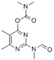 structure of CAS# 27218-04-8, Desmethyl-Formamido-Pirimicarb;[2-(Formyl-Methyl-Amino)-5,6-Dimethyl-Pyrimidin-4-Yl] N,N-Dimethylcarbamate;N,N-Dimethylcarbamic Acid [2-(Formyl-Methylamino)-5,6-Dimethyl-4-Pyrimidinyl] Ester;N,N-Dimethylcarbamic Acid [2-(Formyl-Methyl-Amino)-5,6-Dimethyl-Pyrimidin-4-Yl] Ester
