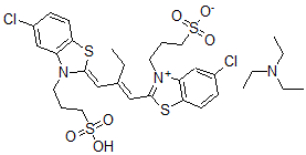 CAS#: 27268-50-4， 5-Chloro-2-[2-[[5-Chloro-3-(3-Sulfopropyl)-2(3H)-Benzothiazolylidene]Methyl]-1-Butenyl]-3- (3-Sulfopropyl)-Benzothiazolium Inner Salt Compd. With N,N-Diethylethanamine