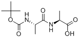 structure of CAS# 27317-69-7, Boc-Ala-Ala-OH;2-[2-(Tert-Butoxycarbonylamino)Propanoylamino]Propanoic Acid;2-[[2-[(Tert-Butoxy-Oxomethyl)Amino]-1-Oxopropyl]Amino]Propanoic Acid;2-[2-(Tert-Butoxycarbonylamino)Propanoylamino]Propionic Acid