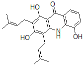 CAS#: 28233-35-4， 1,3,5-Trihydroxy-2,4-bis(3-methyl-2-buten-1-yl)-9(10H)-Acridinone