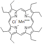 structure of CAS# 28265-17-0, Chloro[2,3,7,8,12,13,17,18-Octaethylporphyrinato(2-)-kappa<Sup>2</Sup>N<Sup>21</Sup>,N<Sup>23</Sup>]Manganese;2,3,7,8,1<wbr>2,13,17,1<wbr>8-Octaeth<wbr>yl-21H,23<wbr>H-porphin<wbr>e mangane<wbr>se(III) c<wbr>hloride;MFCD00074839;Mn (III) Octaethylporphine chloride