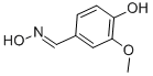structure of CAS# 2874-33-1, 3-Methoxy-4-Hydroxy Benzaldehyde Oxime;4-[(Hydroxyamino)Methylidene]-2-Methoxycyclohexa-2,5-Dien-1-One;(4E)-4-[(Hydroxyamino)Methylene]-2-Methoxy-Cyclohexa-2,5-Dien-1-One;4-[(Hydroxyamino)Methylene]-2-Methoxy-Cyclohexa-2,5-Dien-1-One