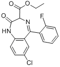 structure of CAS# 29177-84-2, Ethyl Loflazepate;7-Chloro-5-(2-Fluorophenyl)-2-Oxo-1,3-Dihydro-1,4-Benzodiazepine-3-Carboxylic Acid Ethyl Ester;7-Chloro-5-(2-Fluorophenyl)-2-Keto-1,3-Dihydro-1,4-Benzodiazepine-3-Carboxylic Acid Ethyl Ester;1H-1,4-Benzodiazepine-3-Carboxylic Acid, 7-Chloro-5-(2-Fluorophenyl)-2,3-Dihydro