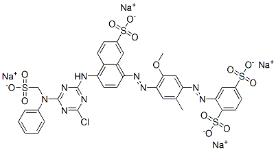 CAS#: 29779-15-5， Tetrasodium 2-[[4-[[4-[[4-Chloro-6-[N-(Sulphonatomethyl)Anilino]-1,3,5-Triazin-2-Yl]Amino]-7-Sulphonato-1-Naphthyl]Azo]-5-Methoxy-O-Tolyl]Azo]Benzene-1,4-Disulphonate