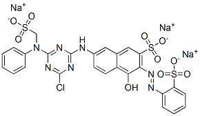 CAS#: 29779-17-7， Trisodium 7-[[4-Chloro-6-[N-(Sulphonatomethyl)Anilino]-1,3,5-Triazin-2-Yl]Amino]-4-Hydroxy-3-[(O-Sulphonatophenyl)Azo]Naphthalene-2-Sulphonate