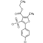 structure of CAS# 306936-30-1, Ethyl 5-(4-Chlorophenyl)-4-(Chlorosulfonyl)-2-Methyl-3-Furoate;2-(4-Chlo<wbr>rophenyl)<wbr>-3-(chlor<wbr>osulfonyl<wbr>)-4-(etho<wbr>xycarbony<wbr>l)-5-meth<wbr>ylfuran;2-(4-Chlo<wbr>rophenyl)<wbr>-3-(chlor<wbr>osulfonyl<wbr>)-4-(etho<wbr>xycarbony<wbr>l)-5-meth<wbr>ylfuran; <wbr>2-(4-Chlo<wbr>rophenyl)<wbr>-4-(ethox<wbr>ycarbonyl<wbr>)-5-methy<wbr>lfuran-3-<wbr>sulfonyl <wbr>chloride;2-(4-Chlo<wbr>rophenyl)<wbr>-3-(chlor<wbr>osulphony<wbr>l)-4-(eth<wbr>oxycarbon<wbr>yl)-5-met<wbr>hylfuran,<wbr> 2-(4-Chl<wbr>orophenyl<wbr>)-4-(etho<wbr>xycarbony<wbr>l)-5-meth<wbr>ylfuran-3<wbr>-sulphony<wbr>l chloride