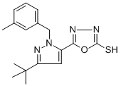结构式 CAS# 306937-16-6, 5-[3-(叔丁基)-1-(3-甲基苄基)-1H-吡唑-5-基]-1,3,4-恶二唑-2-硫醇