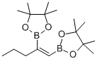 structure of CAS# 307531-75-5, cis-1-Pentene-1,2-diboronic acid bis(pinacol) ester;2,2Μ-[(1Z)-1-Propyl-1,2-Ethenediyl]Bis[4,4,5,5-Tetramethyl-1,3,2-Dioxaborolane],  1-[Cis-1,2-Bis(4,4,5,5-Tetramethyl-1,3,2-Dioxaborolan-2-Yl)]  Pentene;2,2'-[(1Z)-1-Propyl-1,2-Ethenediyl]Bis[4,4,5,5-Tetramethyl-1,3,2-Dioxaborolanel;1-Cis-1,2-Bis(4,4,5,5-Tetramethyl-1,3,2-Dioxoboralan-2-Yl)Pentene