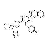 structure of CAS# 312637-48-2, (3R)-N-{(2R)-3-(4-Chlorophenyl)-1-[4-Cyclohexyl-4-(1H-1,2,4-Triazol-1-Ylmethyl)-1-Piperidinyl]-1-Oxo-2-Propanyl}-1,2,3,4-Tetrahydro-3-Isoquinolinecarboxamide;(R)-1,2,3<wbr>,4-Tetrah<wbr>ydro-isoq<wbr>uinoline-<wbr>3-carboxy<wbr>lic acid <wbr>{(R)-1-(4<wbr>-chloro-b<wbr>enzyl)-2-<wbr>[4-cycloh<wbr>exyl-4-(3<wbr>H-[1,2,4]<wbr>triazol-1<wbr>-ylmethyl<wbr>)-piperid<wbr>in-1-yl]-<wbr>2-oxo-eth<wbr>yl}-amide;(R)-N-((R<wbr>)-1-(4-((<wbr>1H-1,2,4-<wbr>triazol-1<wbr>-yl)methy<wbr>l)-4-cycl<wbr>ohexylpip<wbr>eridin-1-<wbr>yl)-3-(4-<wbr>chlorophe<wbr>nyl)-1-ox<wbr>opropan-2<wbr>-yl)-1,2,<wbr>3,4-tetra<wbr>hydroisoq<wbr>uinoline-<wbr>3-carboxa<wbr>mide;[312637-48-2]