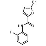 structure of CAS# 312704-38-4, 5-Bromo-N-(2-Fluorophenyl)-2-Furamide;(5-bromo(2-furyl))-N-(2-fluorophenyl)carboxamide;5-Bromo-furan-2-carboxylic acid (2-fluoro-phenyl)-amide;KUC100021