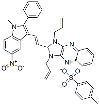 CAS#: 31521-55-8， 1,3-Diallyl-2-(2-(1-methyl-5-nitro-2-phenylindol-3-yl)vinyl)-1H-imidazo(4,5-b)quinoxalinium toluene-p-sulphonate