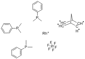 结构式 CAS# 32761-50-5, [三(二甲基苯基膦)](2,5-降冰片二烯)铑(I)六氟磷酸盐