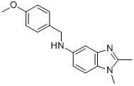 structure of CAS# 328559-09-7, (1,2-Dimethyl-1 H-Benzoimidazol-5-Yl)-(4-Methoxy-Benzyl)-Amine;N-[(4-Methoxyphenyl)Methyl]-1,2-Dimethyl-Benzimidazol-5-Amine;N-[(4-Methoxyphenyl)Methyl]-1,2-Dimethyl-5-Benzimidazolamine;(1,2-Dimethylbenzimidazol-5-Yl)-(4-Methoxybenzyl)Amine