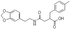 structure of CAS# 332849-40-8, 4-{[2-(1,3-Benzodioxol-5-Yl)Ethyl]Amino}-2-(4-Methylbenzyl)-4-Oxobutanoic Acid;N-(2-Benz<wbr>o[1,3]dio<wbr>xol-5-yl-<wbr>ethyl)-2-<wbr>(4-methyl<wbr>-benzyl)-<wbr>succinami<wbr>c acid;BAS 01832080;MFCD01933198