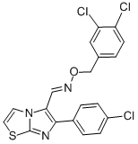 structure of CAS# 338404-52-7, 1-[6-(4-Chlorophenyl)Imidazo[2,3-b][1,3]Thiazol-5-Yl]-N-[(3,4-Dichlorophenyl)Methoxy]Methanimine;1-[6-(4-Chlorophenyl)Imidazo[2,3-B]Thiazol-5-Yl]-N-[(3,4-Dichlorophenyl)Methoxy]Methanimine;1-[6-(4-Chlorophenyl)-5-Imidazo[2,3-B]Thiazolyl]-N-[(3,4-Dichlorophenyl)Methoxy]Methanimine;(E)-[6-(4-Chlorophenyl)Imidazo[2,3-B]Thiazol-5-Yl]Methylene-(3,4-Dichlorobenzyl)Oxy-Amine