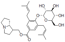 CAS#: 34137-24-1， [(8R)-2,3,5,6,7,8-Hexahydro-1H-Pyrrolizin-1-Yl]Methyl 3,5-Bis(3-Methylbut-2-Enyl)-4-[(2R,3R,4S,5S,6R)-3,4,5-Trihydroxy-6-(Hydroxymethyl)Oxan-2-Yl]Oxybenzoate