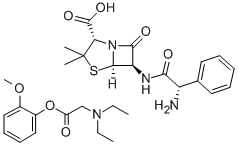 CAS#: 34205-43-1， Diethyl[2-(2-methoxyphenoxy)-2-oxoethyl]ammonium [2S-[2alpha,5alpha,6beta(S*)]]-6-[(aminophenylacetyl)amino]-3,3-dimethyl-7-oxo-4-thia-1-azabicyclo[3.2.0]heptane-2-carboxylate