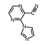 structure of CAS# 342412-44-6, 3-(1H-Imidazol-1-Yl)-2-Pyrazinecarbonitrile;1-(3-Cyanopyrazin-2-yl)-1H-imidazole;2-PYRAZINECARBONITRILE,3-(1H-IMIDAZOL-1-YL)-;3-(1H-Imidazol-1-yl)pyrazine-2-carbonitrile