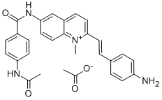 CAS 登录号：3432-10-8， 4-乙酰氨基-N-[2-[2-(4-氨基苯基)乙烯基]-1-甲基喹啉-1-鎓-6-基]苯甲酰胺乙酸盐