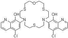 CAS#: 343372-30-5， 7,7'-(1-Oxa-4,10,16-Trithia-7,13-Diazacyclooctadecane-7,13-Diyl)Bis(5-Chloro-8-Quinolinol)