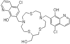 CAS#: 343372-31-6， 7,7'-{[2-(Hydroxymethyl)-1,4,10-Trithia-7,13-Diazacyclopentadecane-7,13-Diyl]Bis(Methylene)}Bis(5-Chloro-8-Quinolinol)