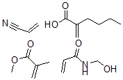 CAS#: 34363-45-6， Butyl 2-propenoate, polymer with N-(hydroxymethyl)-2-propenamide, methyl 2-methyl-2-propenoate and propenenitrile