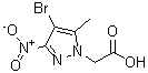 structure of CAS# 345637-67-4, (4-Bromo-5-Methyl-3-Nitro-1H-Pyrazol-1-Yl)Acetic Acid;(4-Bromo-5-methyl-3-nitro-1H-pyrazol-1-yl)-acetic acid;(4-Bromo-5-methyl-3-nitro-pyrazol-1-yl)-acetic acid;{4-bromo-3-nitro-5-methyl-1H-pyrazol-1-yl}acetic acid